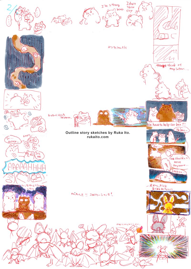 "Bears in the Dark" Story sketches for We Baby Bears 🐻🐼🐻❄️📦🌟 (https://t.co/HxK8KXMxvV) #ぼくらベビーベアーズ #WeBabyBears (1 of 2)