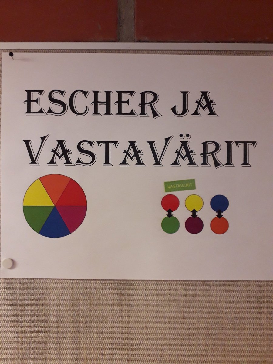OtsolanK's tweet photo. Onko Escher sinulle tuttu taiteilija? Entä muistuvatko vastavärit yhtä hyvin mieleen kuin kolmasluokkalaisillamme? https://t.co/ZekghCWi6f