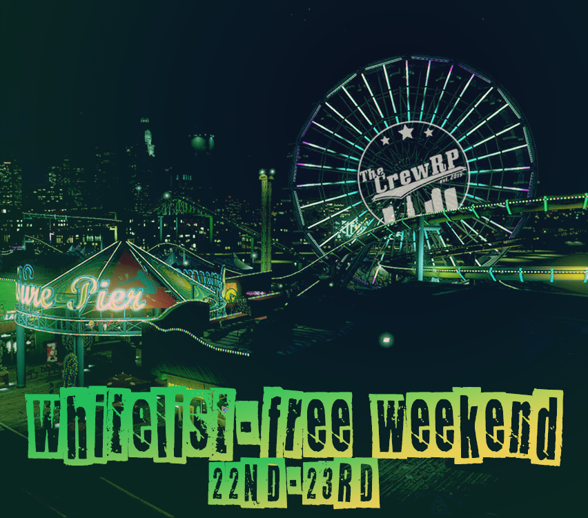 TheCrewRP's tweet photo. With our new framework successfully launched, we're excited to announce a whitelist-free weekend starting the 22nd &amp; ending on the 23rd. 

Come experience TheCrewRP: Rebirth w/ us w/o apping to see if you enjoy sharing the stage w/ us here. 

https://t.co/96jvUu15JV #GTARP #FiveM https://t.co/ooXjFxkECg