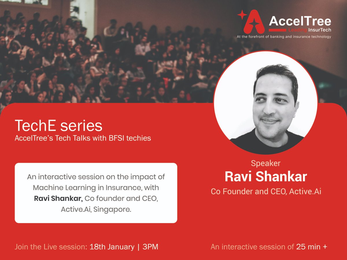 AccelTree's tweet image. Greetings!
AccelTree invites you to Zoom Meet today.
In our TechE series, we launch Ravi Shankar, CEO, and Co-Founder of Active.ai. 
Join Zoom Meet
lnkd.in/e5iUC9kH
Meet ID: 849 3982 9421
Pass: 776340
Tweet your questions 

#webinar #ai