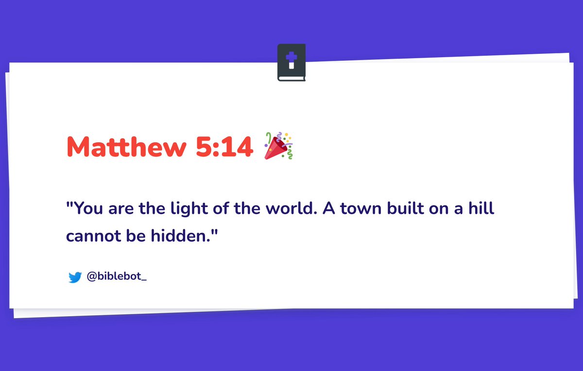 biblebot_'s tweet photo. Daily Verse - Matthew 5:14 👇 https://t.co/MwNfFQ3mmR