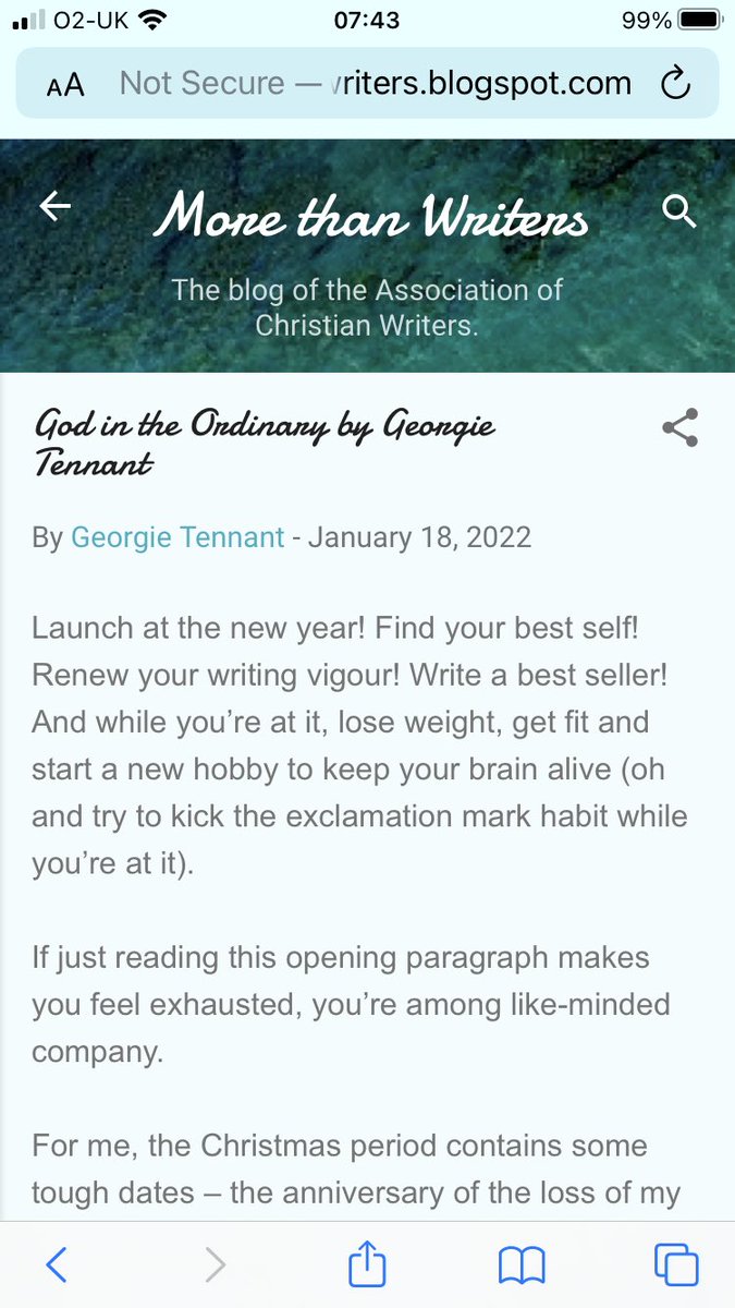 GeorgieTennan2's tweet photo. Feeling a bit ordinary? You’re in good company…
@ACW1971 #amwriting #amblogging #godintheordinary
https://t.co/UV6whW79Wm https://t.co/36Pv022Ilo