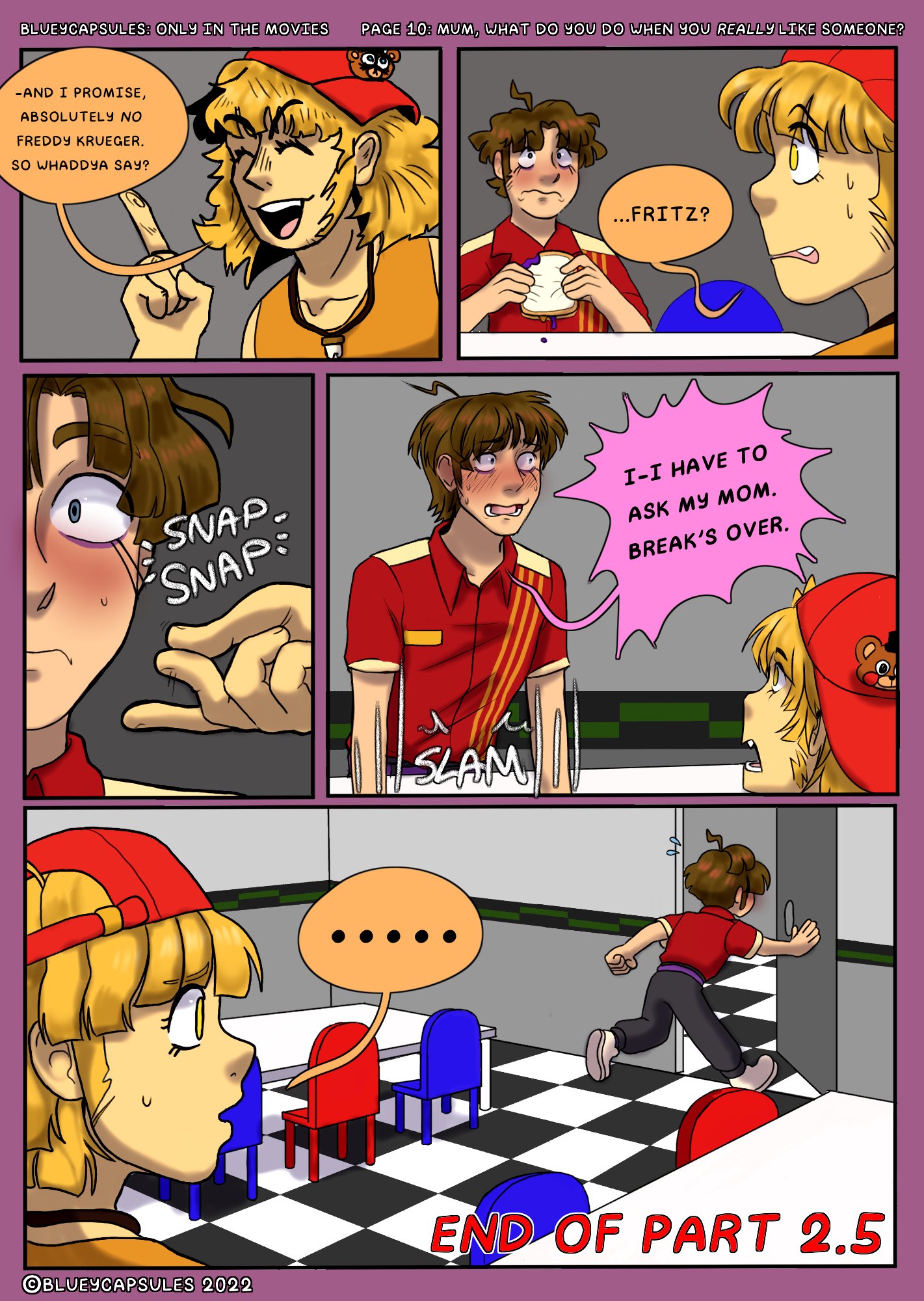I'm very confused so blueycapsules posted a comic page and it had fritz but  I know he died is this a separate comic not cannon or? :  r/fivenightsatfreddys