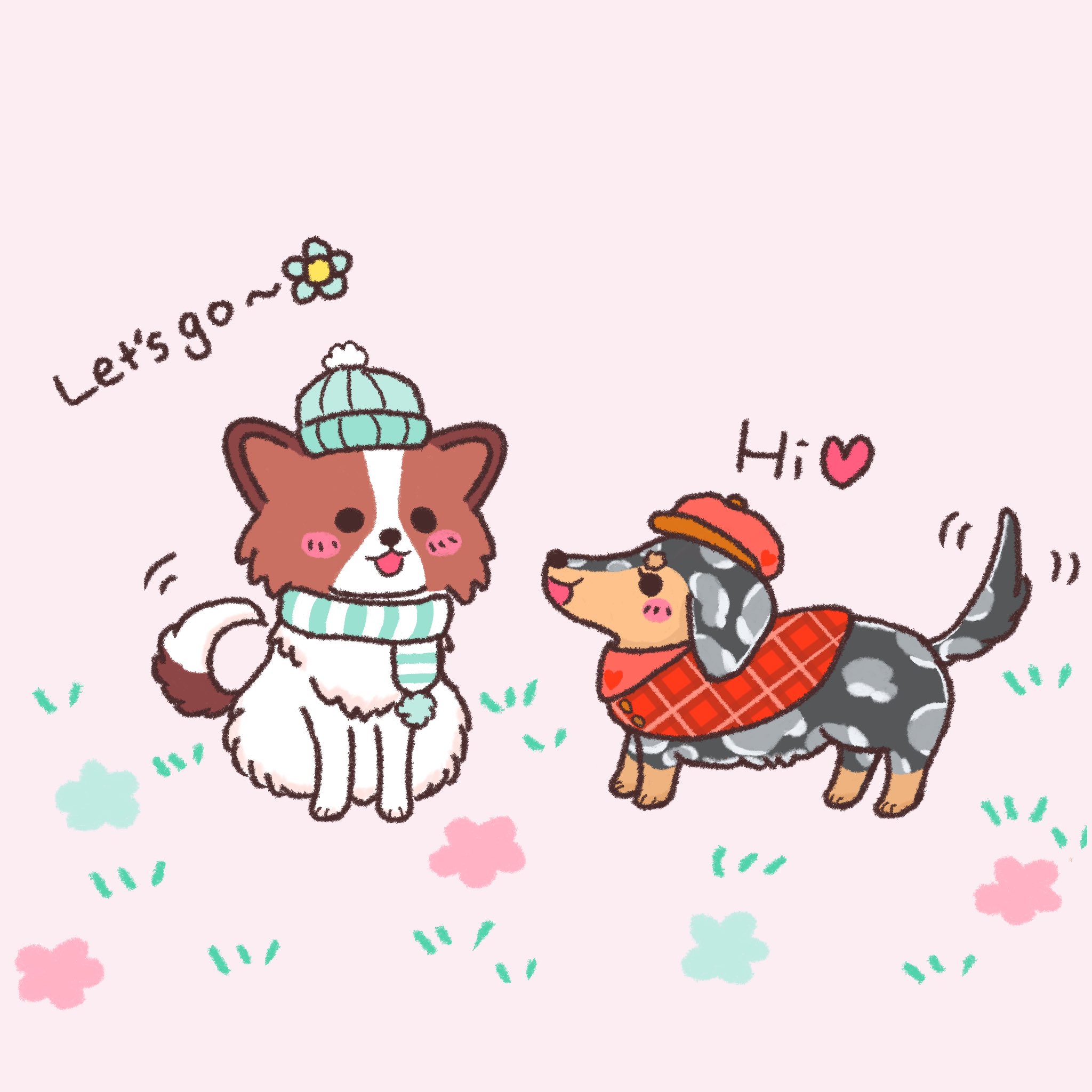 Maruru 36作目 わんこ達のお出かけ 犬 パピヨン ダックスフンド Cutedogs 動物イラスト ゆるい絵 イラスト Illustration イラスト練習中 イラスト好きな人と繋がりたい T Co T7rac8zydk Twitter