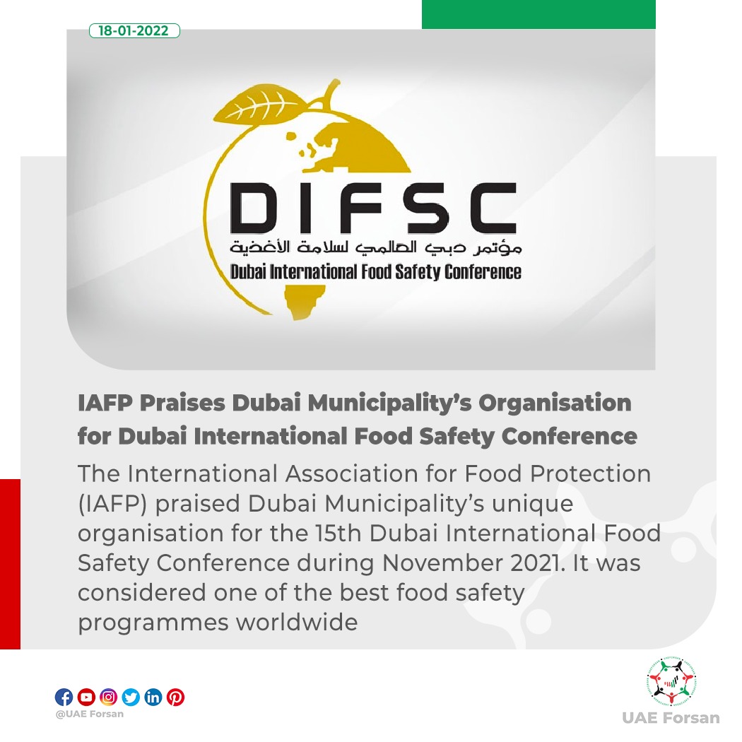 UAE_Forsan's tweet photo. The International Association for Food Protection (IAFP) Praises Dubai Municipality’s Organisation for Dubai International Food Safety Conference
#DIFSC #Dubai #UAE
@IAFPFood
@DMunicipality https://t.co/hqgojMhO9i