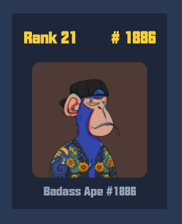 cygan.eth (@martincygan) on Twitter photo My Rank #21 <a href="/ApeBadass/">Badass Ape Guild</a> is for sale! 1st bid already placed at 999$
binance.com/en/nft/goods/d… My Rank #21 <a href="/ApeBadass/">Badass Ape Guild</a> is for sale! 1st bid already placed at 999$
binance.com/en/nft/goods/d…