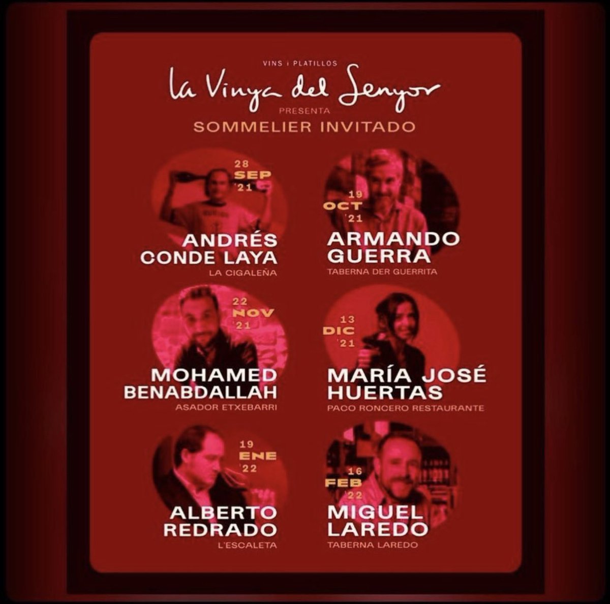LaredoTaberna's tweet photo. Ya queda muy muy poco.
Recordamos 👇🏼
.
Henchidos de orgullo anunciamos que nuestro Miguel estará como sumellier invitado en @vinyadelsenyor el próximo mes de febrero.
.
#Laterrazadellaredo #tabernalaredo #Madrid #Retiro #Supertres #LaredoExperience https://t.co/n6N1wT2yNp