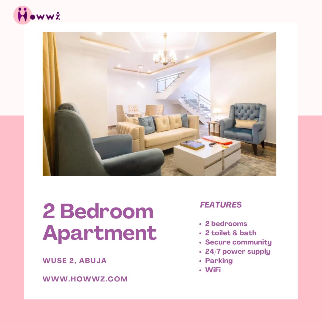 Howwz_'s tweet photo. Travelling to Abuja this week?

This 2 bedroom apartment is well equipped to make your stay both enjoyable and memorable. It comes with 24hours electricity, WiFi, cleaning services and security

Click the link to book today. https://t.co/zWqV6C9b0t

#Howwz #Feelathome #Abuja https://t.co/6lTTqKn153