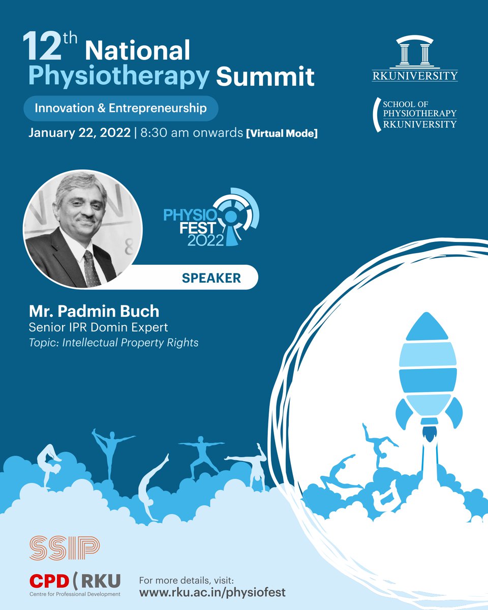 RKUniversity's tweet photo. School of #Physiotherapy, #RKUniversity feels proud to have such renowned personalities in #Physiofest 2022 with focal theme '#Innovation &amp; #Entrepreneurship'. Their presence and guidance will inspire the participants to set new benchmarks in their area of interest.

#rku #India https://t.co/XifOYU5AJ8