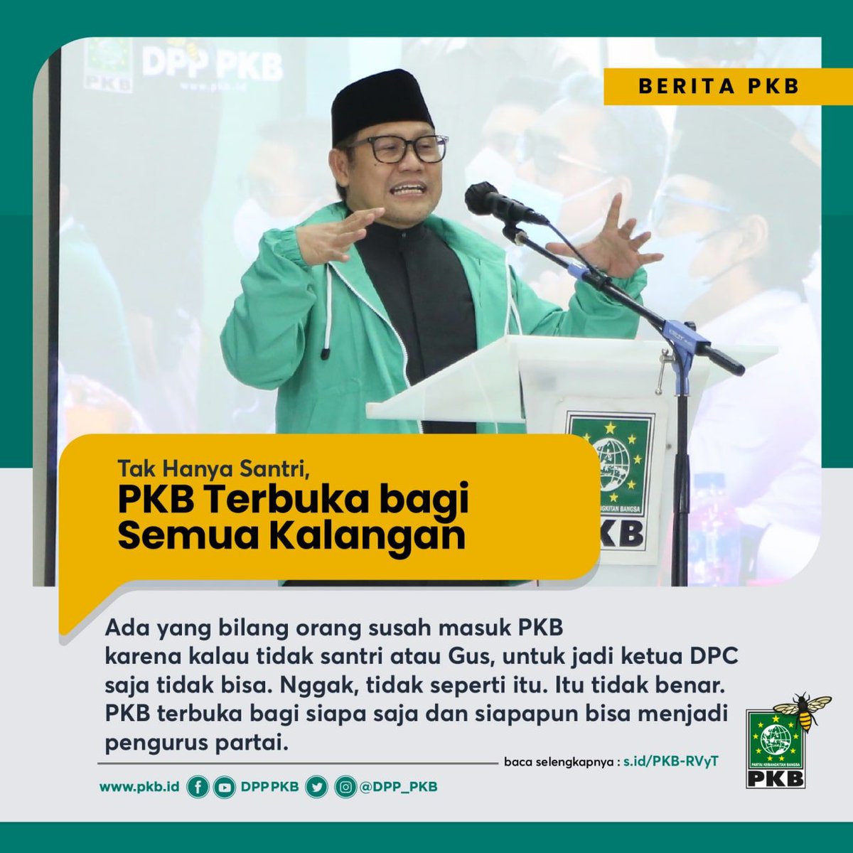 Santri yg konsisten untuk memperjuangkan Kesejahteraan Rakyat
#BagusMuhaimin
<a href="/cakimiNOW/">A Muhaimin Iskandar</a>
<a href="/DPP_PKB/">DPP PKB</a> 
<a href="/Jazilul_Fawaid/">Jazilul Fawaid</a> 
<a href="/imansyukri/">Iman Sukri</a> 
<a href="/malik_haramain/">malikharamain</a> 
<a href="/billy4riez/">Billyariez</a>
<a href="/PkbKalteng/">DPW PKB KALTENG</a>
<a href="/HabibKalteng/">habib_ismail_kalteng</a>