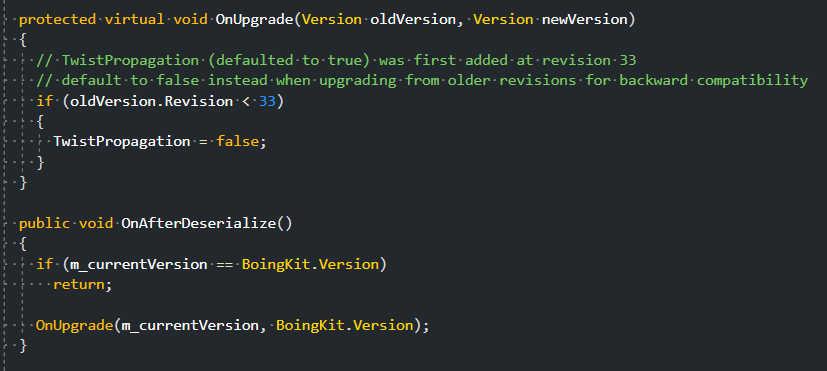 TheAllenChou's tweet photo. Not sure if there is a better solution. A new property was added, but its default value would cause components created in older versions to change behavior, so I wanted to give a different default value for old components. #BoingKit #MadeWithUnity #GameDev https://t.co/uauHDTT4vi