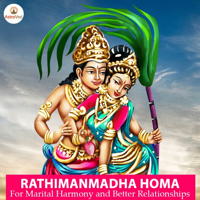 AstroVed's tweet image. Restore harmony in relationships by donating towards this month’s special Homa for the divine couple, Rathi and Manmadha. bit.ly/3tzTu8r

#MonthlyHoma #DonateHomam #FreeHomam #FireRitual #AstroVed