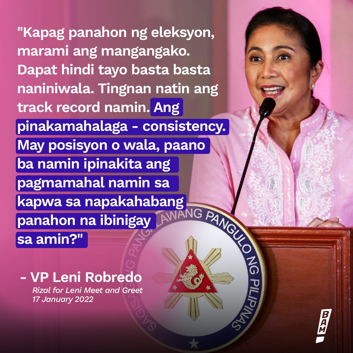 bamaquino's tweet photo. "Tingnan natin ang track record namin. May posisyon o wala, paano ba namin ipinakita ang pagmamahal namin sa kapwa sa napakahabang panahon na ibinigay sa amin?" - VP Leni Robredo #AngatBuhayLahat #RobredoResibo #LeniKiko2022 https://t.co/4MHlvEYQWj