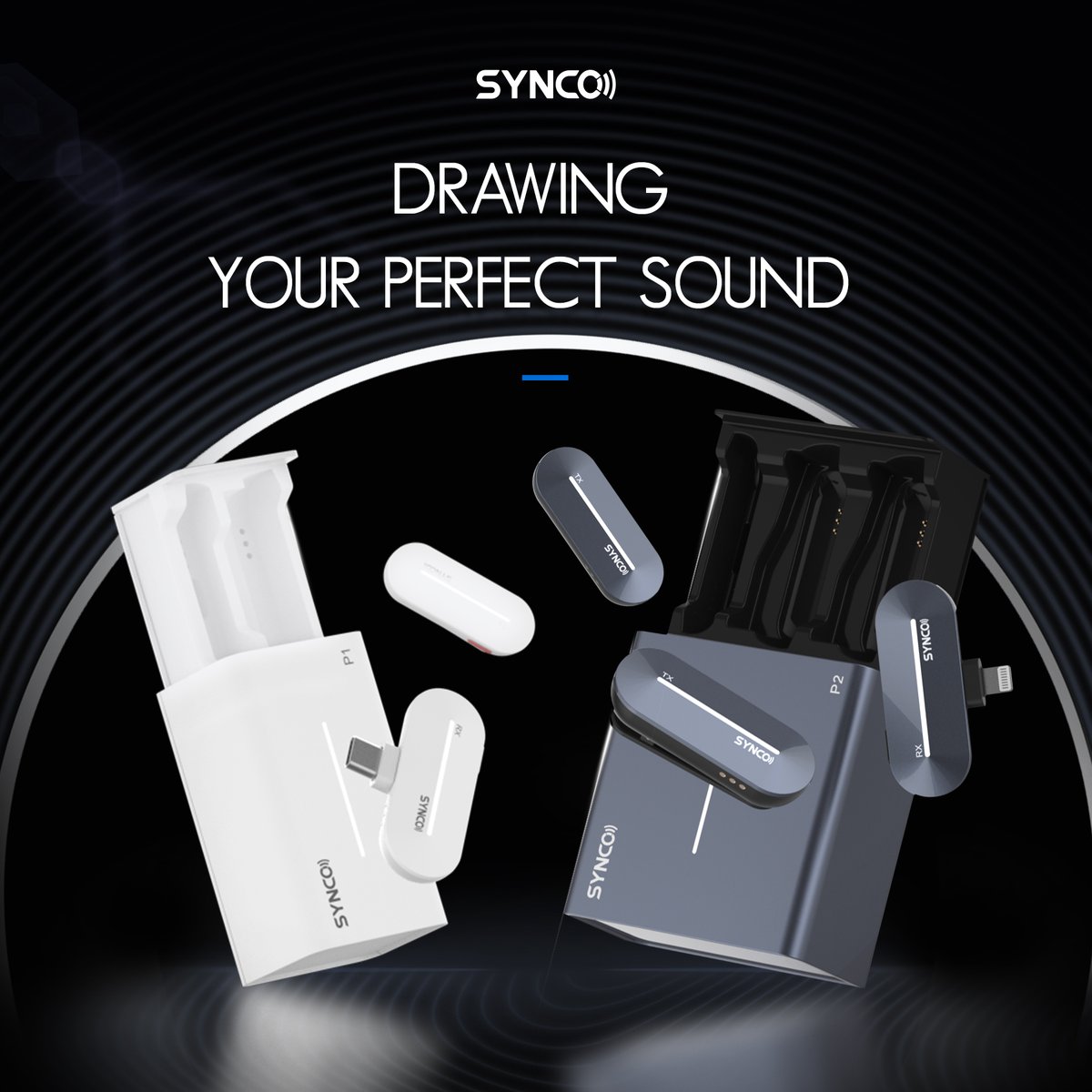 SYNCOMicrophone's tweet photo. “Drawing Your Perfect Sound”
The #syncop1 &amp; #syncop2 embed the Sound Transmission Technology for professional cameras into its little drawer size. 
Our new release livestream on Facebook will start 3 hours later! 
🔗Learn more: https://t.co/nfBGBnob2B
https://t.co/0ybhkolLTY https://t.co/t0HAXqMLoL