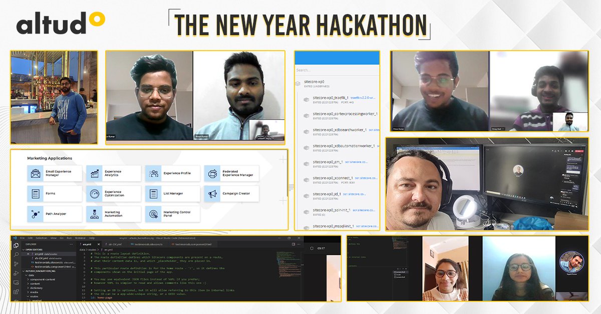 GoAltudo's tweet photo. We recently conducted New Year Hackathon for ‘Sitecore Headless’. All 11 participating teams developed the latest #Sitecore 10.2 JSS platform, deployed via Docker on each machine locally.
#SitecoreCommunity #SitecorePartners #Hackathon #AltudoEvents https://t.co/i0XdgC1n7A