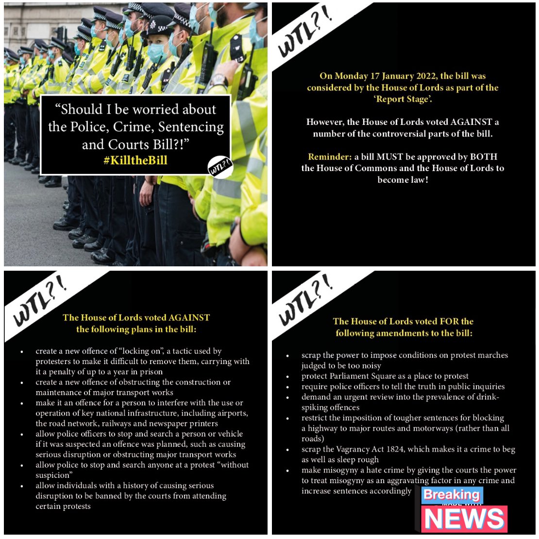 Yesterday, the #HouseofLords reviewed the #PoliceBill and voted AGAINST a number of the controversial amendments that have been the subject of recent protests! ⬇️

The bill will now go back to the House of Commons to comment. A bill must be approved by BOTH houses to become law!