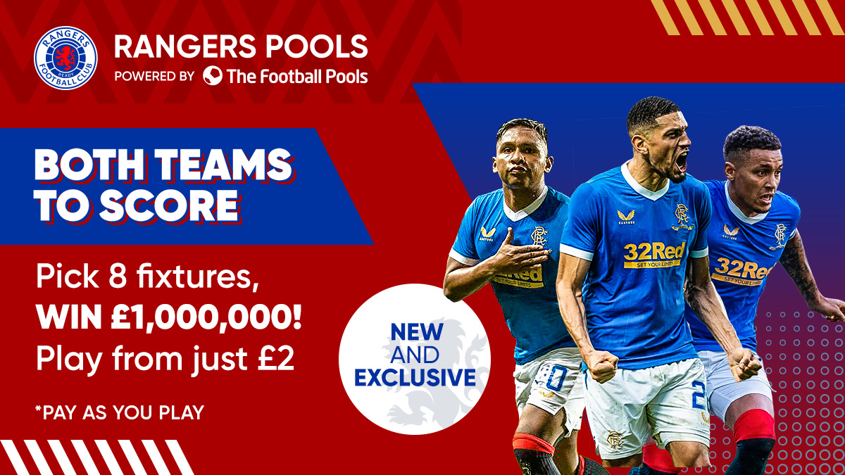 RangersFCPools's tweet photo. Think you can pick 8 fixtures that will see both teams score? ⚽️⚽️
Then don't miss tonight's Both Teams to Score coupon! 🚨
Last weekend's coupon saw customers who scored 8/8 win over £900! 🤩
👉 Play now for just £2: https://t.co/Hi6jBwyhBp
#RangersFC #RangersPools https://t.co/dUEKBMRYeY