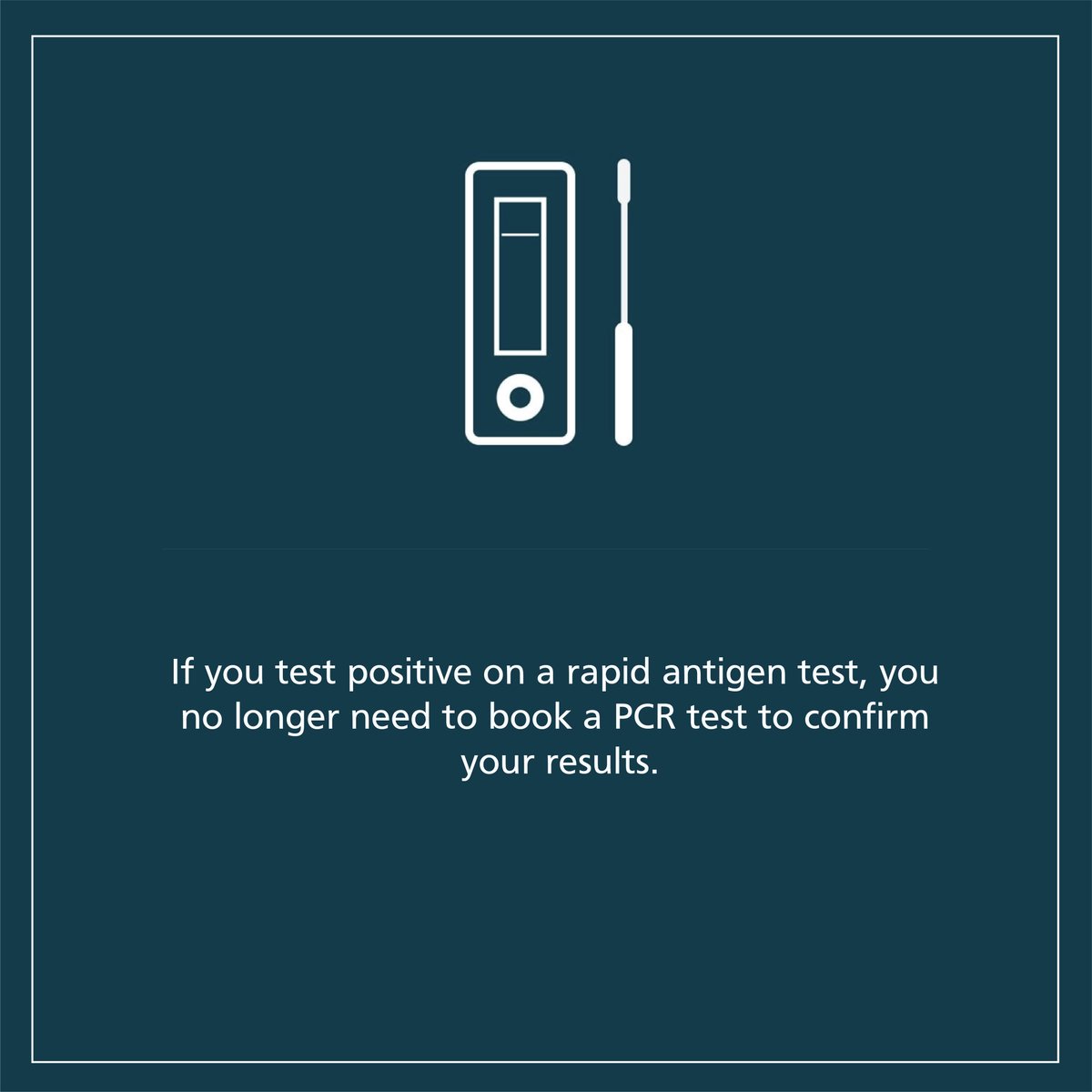 WCHospital's tweet photo. If you test positive on a rapid antigen test, you no longer need to book a PCR test to confirm your results. Assume that you have #COVID19 and are contagious. You + your household must isolate regardless of vaccination status. For more info visit https://t.co/aLkxUSo2Od. https://t.co/Pf1jUZFHfs