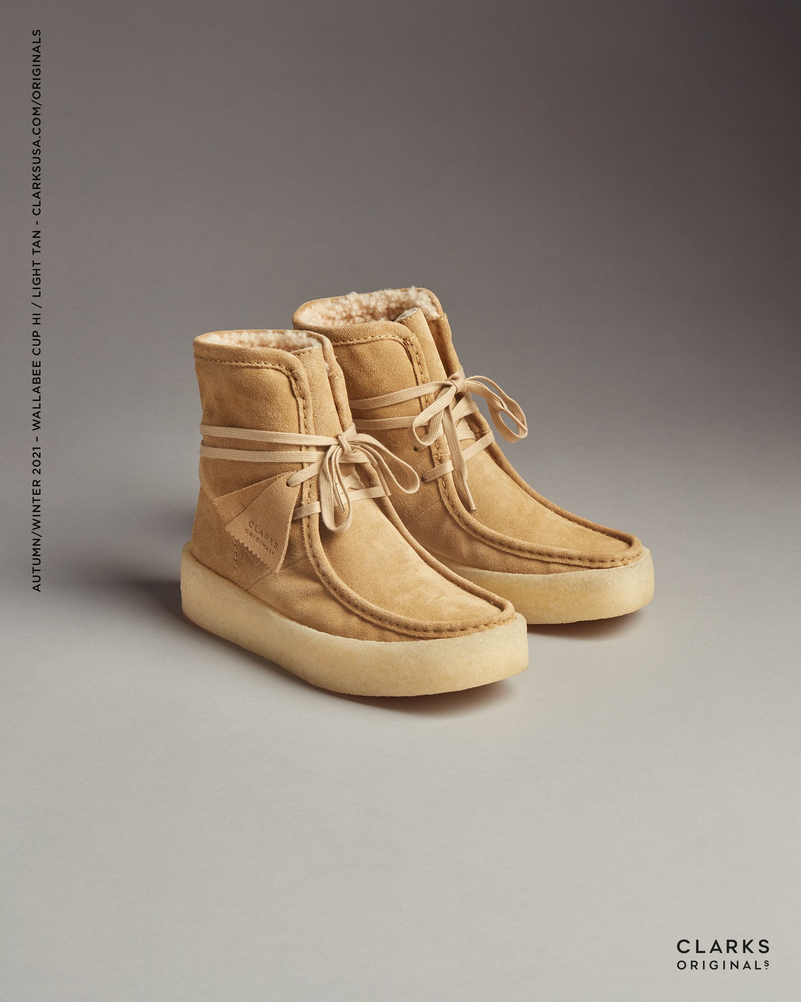 【CLARKS】 Wallabee cup lo in light tan Clarks Originals Wallabee Cup Lo shoes in light tan