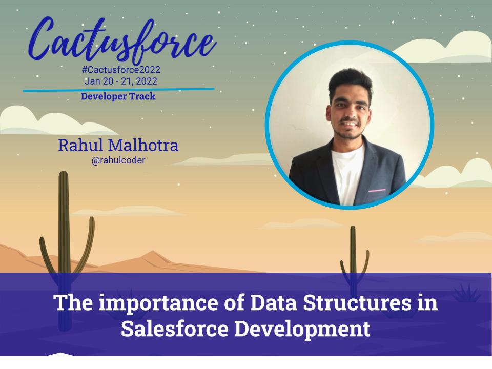 Hello Trailblazers, Excited to share that I am speaking at #Cactusforce2022 🌵 this week on the topic "The importance of Data Structures in Salesforce Development"

You can checkout the full session abstract here: cactusforce.com/2022-sessions/…

<a href="/cactusforce48/">Cactusforce🌵</a> <a href="/salesforce/">Salesforce</a>