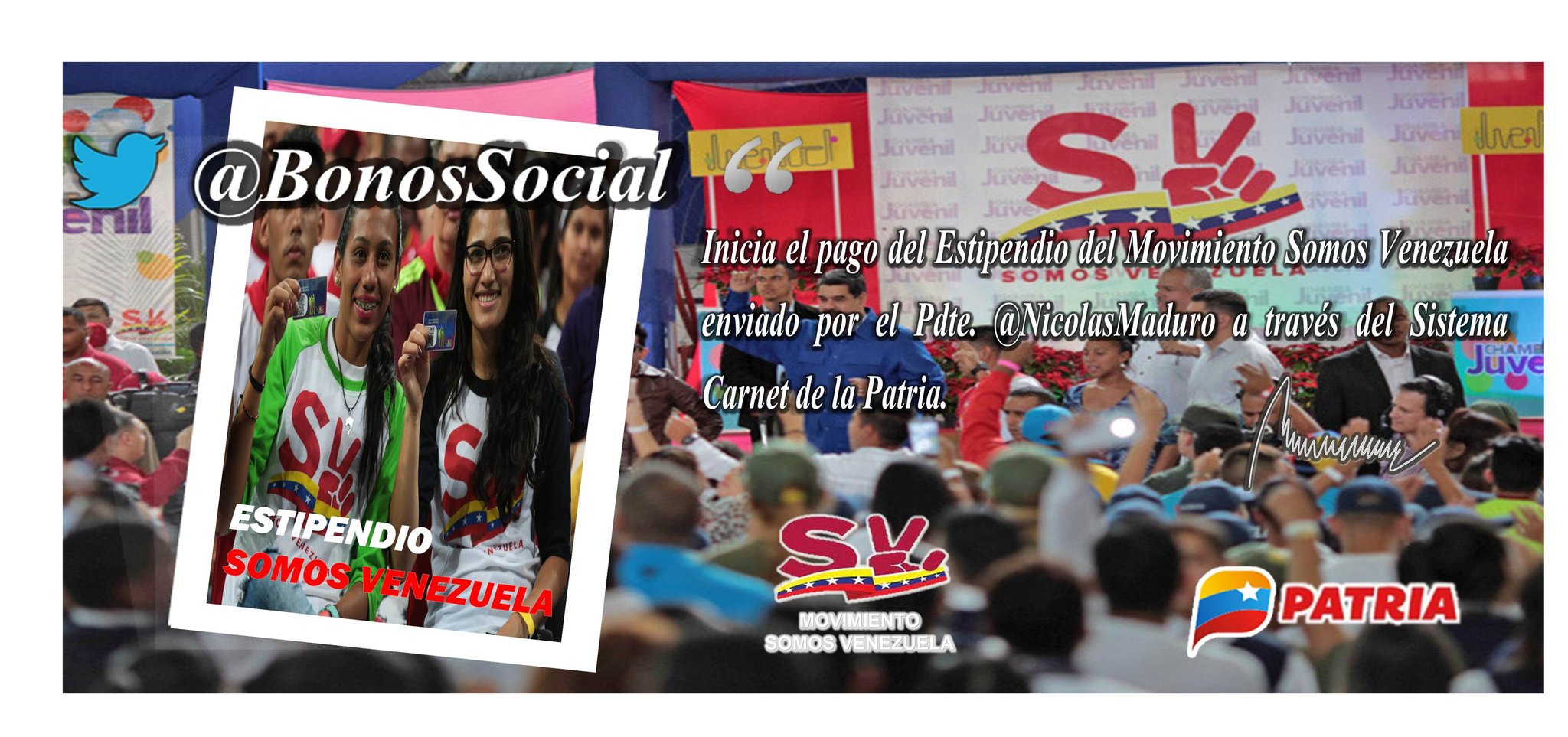 Entregan bono Somos Venezuela por el Carnet de la patria