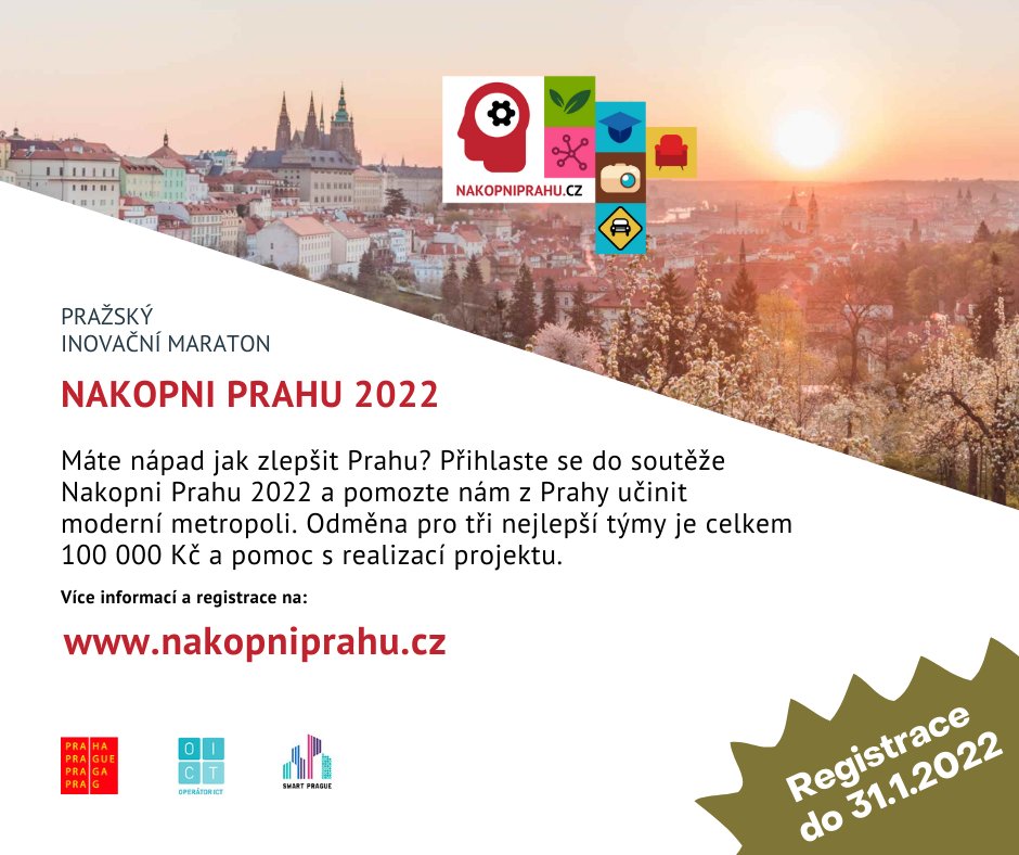 CodeNowCom's tweet image. Máte nápad jak zlepšit Prahu? Právě běží registrace na #NakopniPrahu - třetí ročník maratonu inovací v šesti oblastech, které trápí hlavní město. Více informací a registrace ➡️ nakopniprahu.cz.