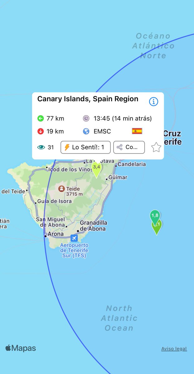 _crisscook's tweet photo. I just felt this #Terremoto: Canary Islands, Spain Region, a 18 enero 2022 01:45 p. m. (UTC), Magnitud: 3,4 https://t.co/AxjzSFysvm