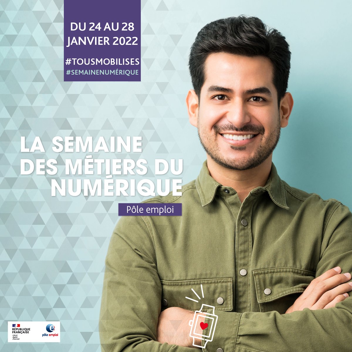 [#SaveTheDate] 📢 Le #Numérique vous intéresse ? Participez à la semaine des métiers du numérique 2022🚀

📆 Du 24 au 28 janvier 2022 dans toutes les agences 
@pole_emploi
 
Retrouvez le programme📲💻⏩ plmpl.fr/c/aq4ca

#TousMobilisés #AvecPôleEmploi