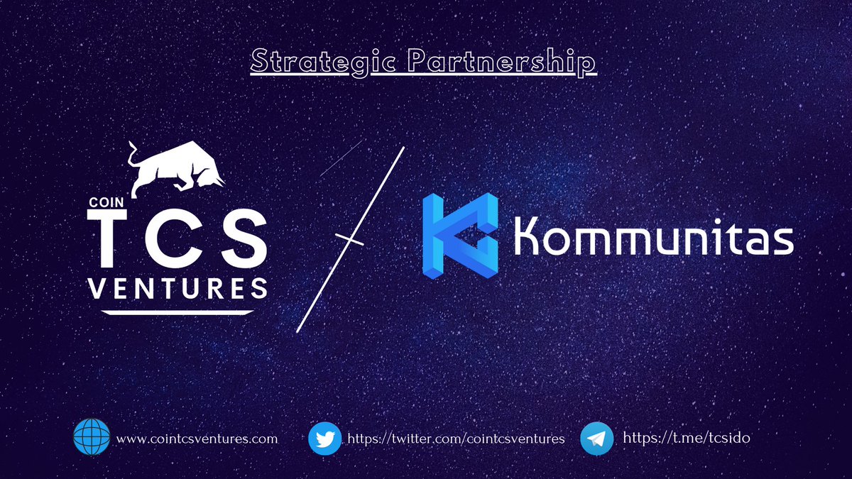 cointcsventures's tweet image. We are Glad to announce our Strategic Partnership with @Kommunitas1 

#Kommunitas is a decentralized and tier-less Launchpad. #kommunitas  is the solution for Multi Chain projects. Kommunitas welcomes project from various blockchain like Polygon, #BSC, #Eth #Avax,#Sol