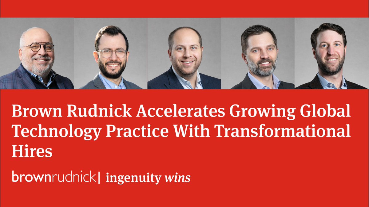 In a move that catapults Brown Rudnick LLP to global leadership among law firms focused on #technology companies and the investors, we are pleased to announce the addition of five new partners and three associates to our Global Technology Practice Group. bit.ly/33o8yvx