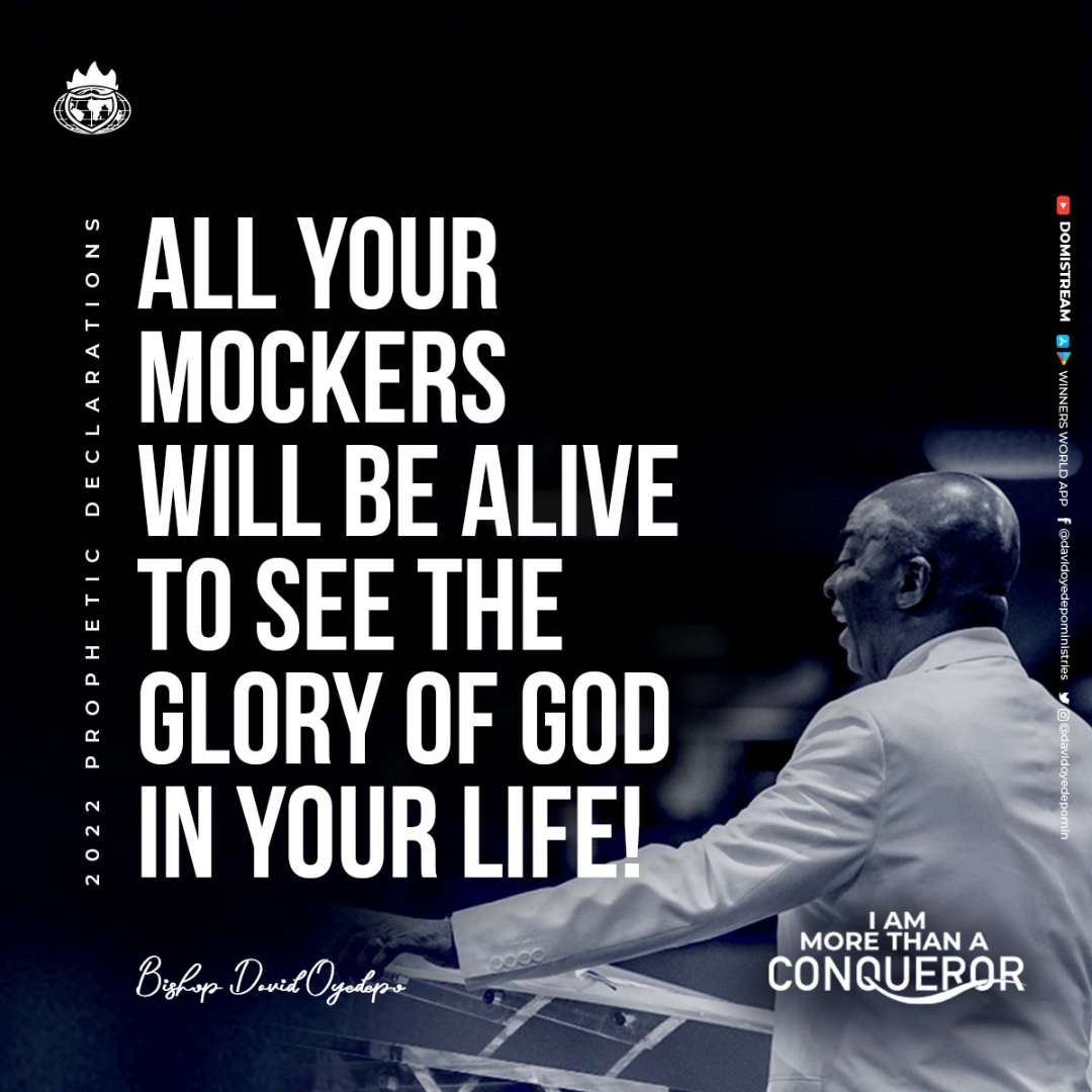 WinnersWLD's tweet photo. All your mockers will be alive to see the glory of God in your life!
#morethanaconqueror https://t.co/pGyUxOOiRZ