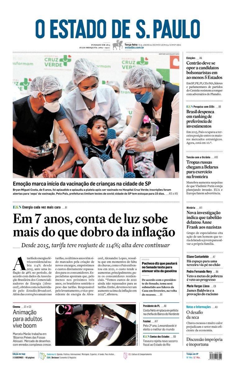 CAPA: Em 7 anos, conta de luz sobe mais que o dobro da inflação bit.ly/3qAexpJ -via <a href="/EstadaoEconomia/">Economia Estadão</a>
