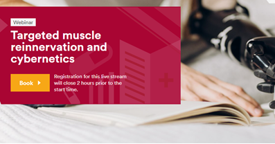 RFL_PPU's tweet photo. Hope you enjoy the webinar this afternoon and get to understand more about Targeted Muscle Reinnervation (TMR) techniques from the experts themselves.

It's not too late to register: https://t.co/0fA1flBtjT 

#Cybernetics #orthopaedics #plasticsurgery #RSMLive #webinar #cpd https://t.co/PEiWW2dBDc