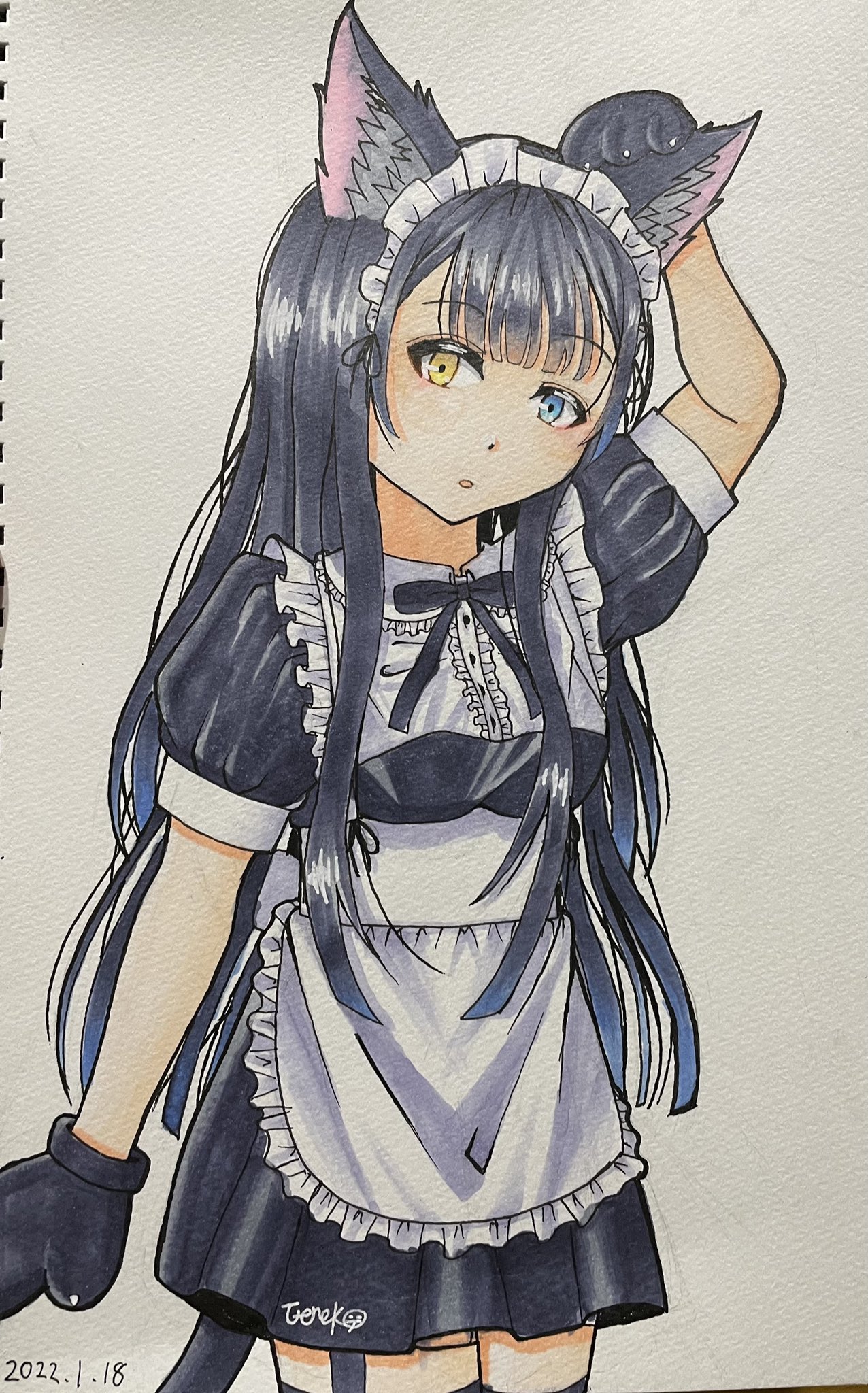創作くんに猫耳つけてもらった。 #イラスト #イラストレーター