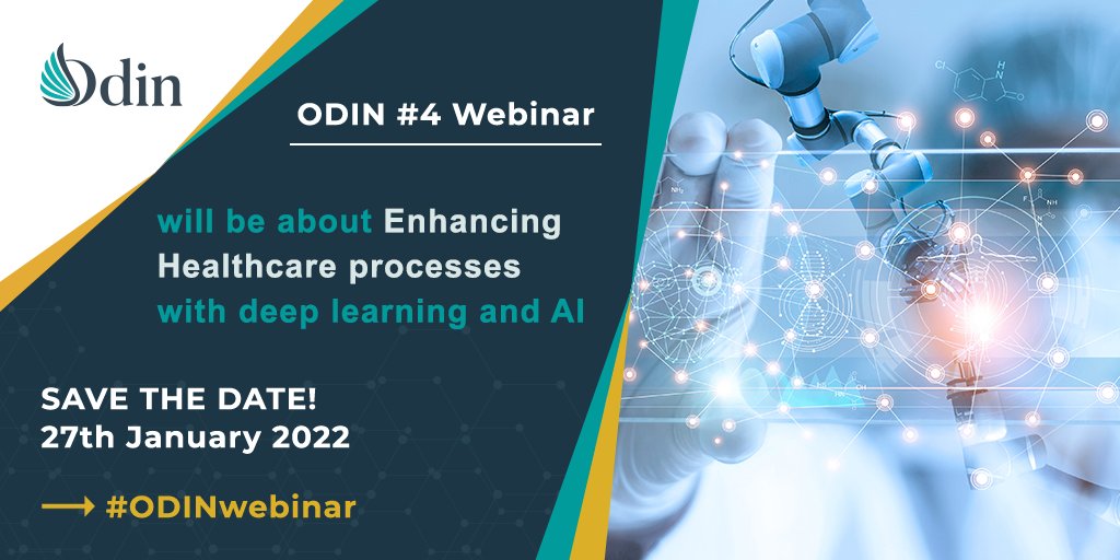 In our fourth #ODINwebinar we will discuss how #DeepLearning, and #AI technologies will enhance healthcare processes within the hospital ecosystem and analyze present and future trends!

Interested? 
👉Register here: bit.ly/3qzaWIi