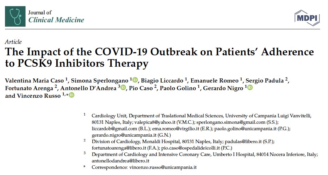 S_Sperlongano's tweet photo. The non-adherence to PCSK9i therapy during COVID-19 pandemic, as a matter of fact. It's time to simplify patients' access to PCSK9i and enhance telemedicine services to ensure the continuity of care!
--> https://t.co/4ilDWKlAm2

#covid19 #pcsk9i #telemedicine https://t.co/9dFnop0rS8