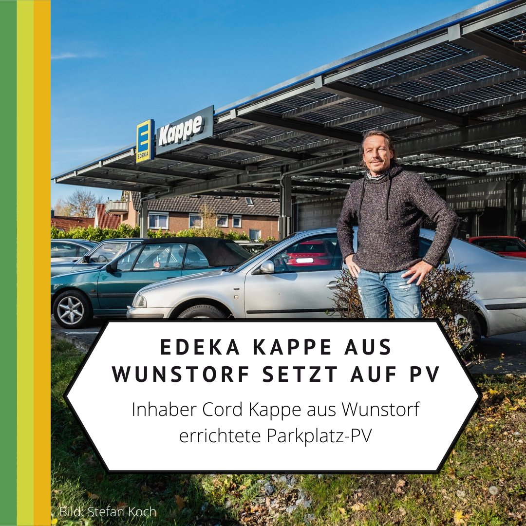 Twitter 上的 Kappe ist Inhaber EDEKA-Marktes "Kappe" in Wunstorf. Bereits im Jahr 2009 installierte Kappe erste #Solaranlage auf dem des Marktes - im Jahr 2018 kam eine #PV-Anlage