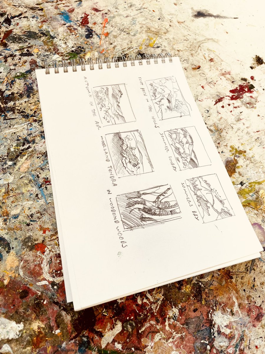 The naming of the art work small thumbnails for the Landscape inside out exhibition at @galleryoldham all the paintings are now completed but there still lots of work to do. Lots of interesting things happening at the moment will keep you posted.