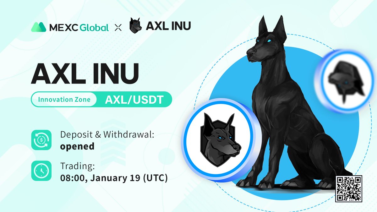 MEXC will list $AXL @axltoken in the Innovation Zone under AXL/USDT trading pair.

✅Deposit &amp; Withdrawal: Opened
✅Trading: 08:00, Jan 19 (UTC)

Details: bit.ly/3qEPcLs

#AxlInu #MEXCGlobal #MEXCListing