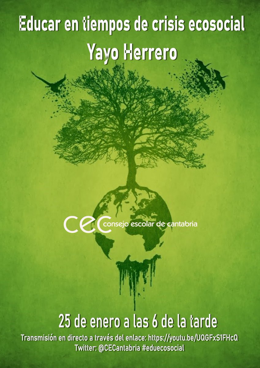 CECantabria's tweet photo. ¿Cómo integrar el enfoque ecosocial en la comunidad educativa? @yayo_herrero responderá a esa y otras preguntas en su ponencia "Educar en tiempos de crisis ecosocial". No puedes perdértelo. Síguelo por streaming el día 25, a las  18h 👉https://t.co/X9jughEUwB #Eduecosocial https://t.co/kaOFCFTSXI