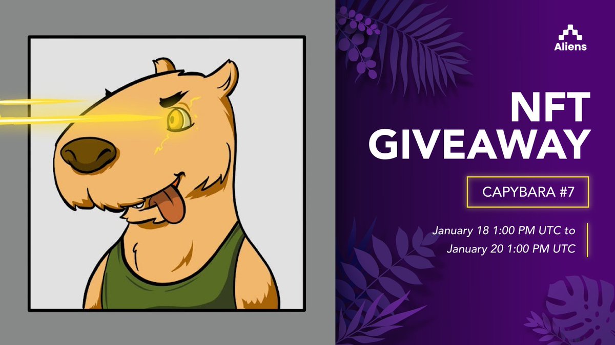 🚨 GIVEAWAY ALERT: <a href="/InvadingC/">Invading capybaras</a> is ready to invade the Metaverse. Win this freshly minted Capybara #7 with ez-peasy steps:

1. Download Aliens (link in bio)
2. Tap participate on the giveaway tab
3. Follow the steps there

Good luck!🤞🏼