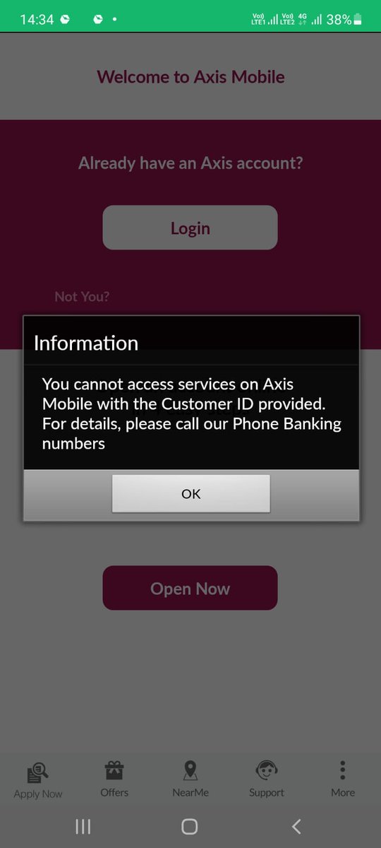 abhiis245's tweet photo. @AxisBankSupport @AxisBank Facing this issue have been trying reinstalling app but to use, what's wrong with this? https://t.co/LBz6lOas9Y