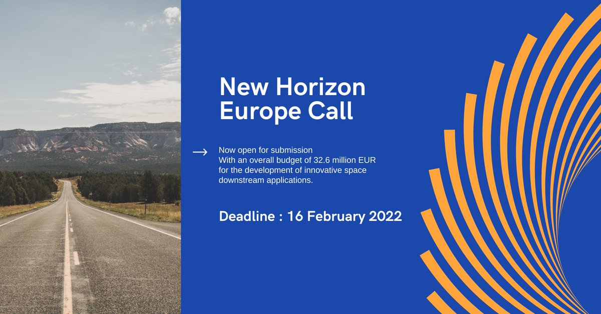 EU4Space's tweet photo. Have you submitted your proposal for the #EUSpace  #HorizonEurope Call?

💡 The application deadline is 16 February at 17:00:00 Brussels time!

3️⃣ Different areas: #EUGreenDeal, Safety &amp; Crisis Management, #DigitalAge
🚀€32.6mln budget

More info: 
https://t.co/7tNoqgp5Sk https://t.co/pIp7AbUpnN