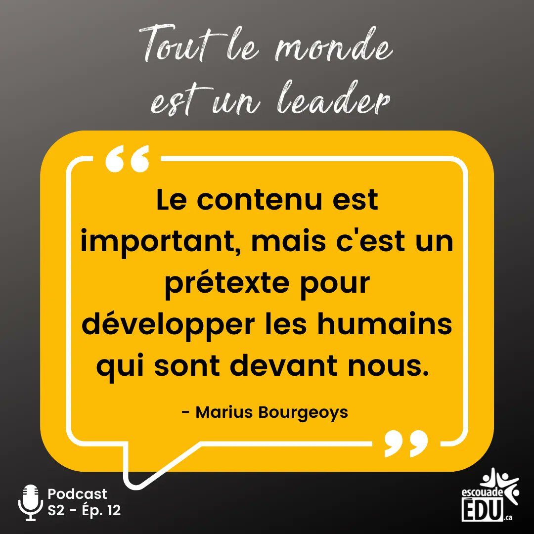 Les élèves ne viennent pas à l'école pour nous donner un auditoire afin qu'on puisse livrer notre contenu. 
Ils viennent à l'école pour qu'on les aide dans leur projet de vie. 
Bonne écoute! 
escouadeedu.ca/podcast/ 
#TLME1L #leadped #eduqc