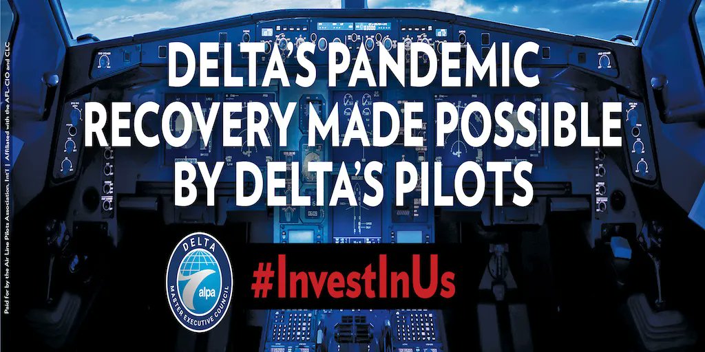 As frontline leaders, the Delta pilots helped our Company navigate through the pandemic to its eventual recovery. Today, the pilots stand unified as we re-start our contract negotiations. #InvestInUs