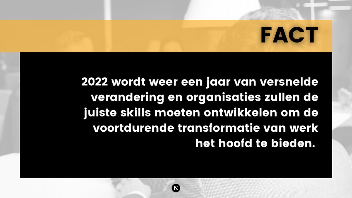 ✔ INDUSTRY FACT ✔ 

2022 wordt weer een jaar van versnelde verandering en organisaties zullen de juiste skills moeten ontwikkelen om de voortdurende transformatie van werk het hoofd te bieden. 

#NLV #nextlearningvalley #learninganddevelopment #learningtechnologies