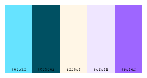 ColPaletteBot's tweet photo. Beep beep, here's a pretty color palette for you!
color-scheme.js parameters used:
- hue: 66
- variation: hard
- colors: #66e3ff, #005062, #fff6e6, #efe6ff, #9e66ff
Have a lovely day!
#twitterbot #colorpalette #colors #palette #prettycolors https://t.co/mKTcqkqpLy