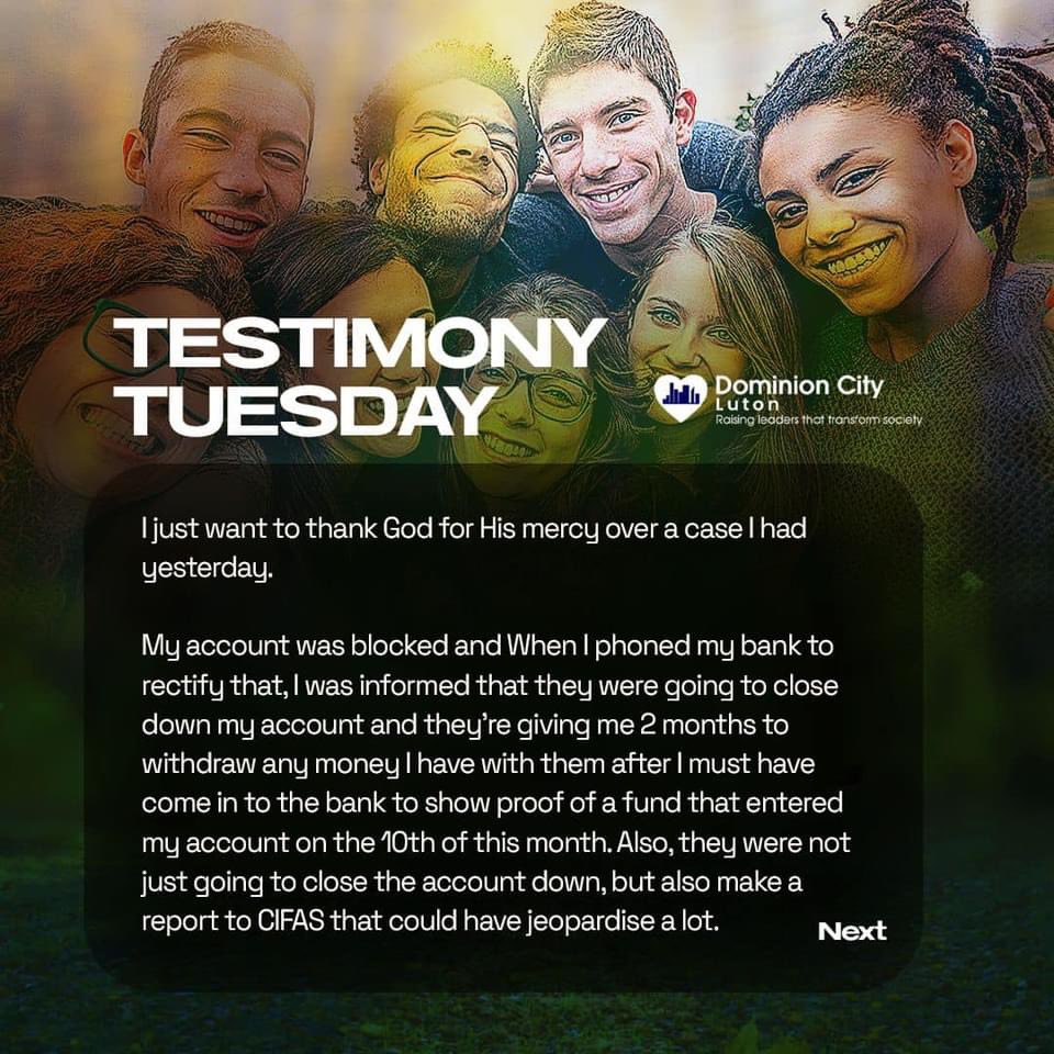 dominion_uk's tweet photo. TESTIMONY TUESDAY 💃🏽

When the Lord is involved, everything becomes possible.

We give God all the glory.

#Dominioncity #Luton #Testimony #WordofGod #dctestify https://t.co/bYD8eGBM9d