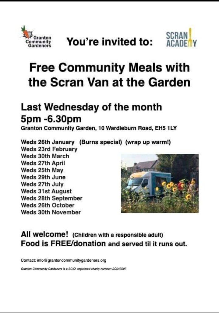 ScranAcademy's tweet photo. ATTEND our annual programme of Community Meals for families in North Edinburgh. Kicking off with #BurnsNight special, with our pals at Granton Community Gardens. We ♥️ bring communities together, filling bellies &amp; minds of young people &amp; provide 100s of meals! It's what we do! https://t.co/RjekeKQHrd