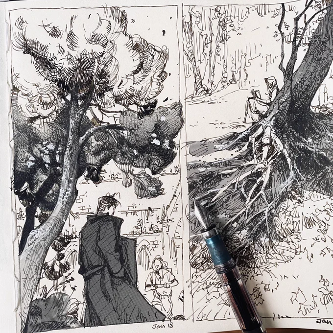 Coffee time ink/ day 5 🖋☕️
I was in the mood to draw some trees 🌿 